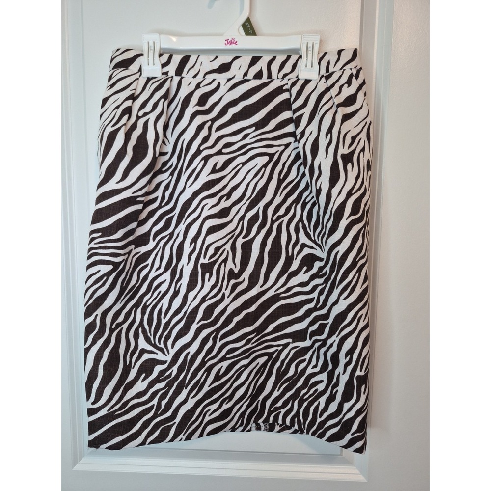 Attention Black Zebra All Over Print Straight Pencil Casual Skirt Womens Size 6